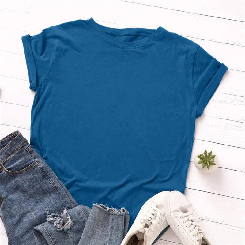 cambioprcaribe Blue / XL Solid Cotton Basic T-shirt